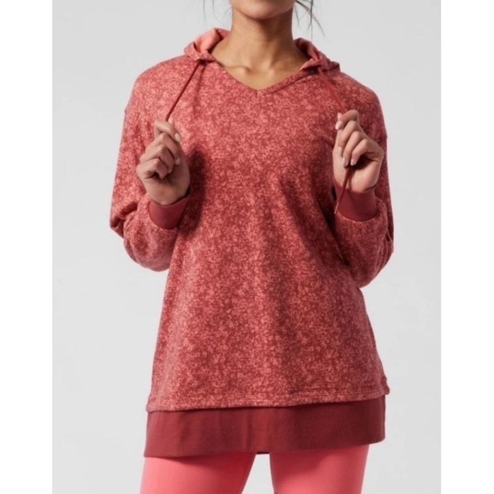 Athleta Sundown Alliance Oversized Hoodie‎ Women's XL Coral Red Cozy Athleisure